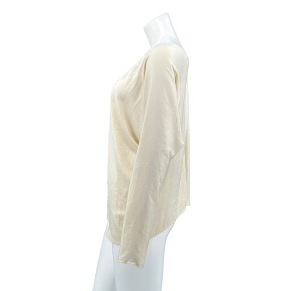 LPA Top Womens XL Ivory Button Up Satiny V-Neck Boxy Neutral Feminine Minimalist - Picture 4 of 9